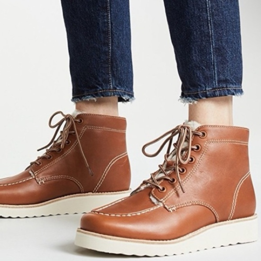 Finley Leather Platform Lace-Up Booties